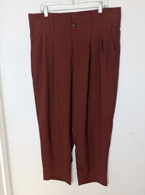 Madewell Womens Drapey Paperbag Rust Orange High Waist cropped Pants Size 14 euc